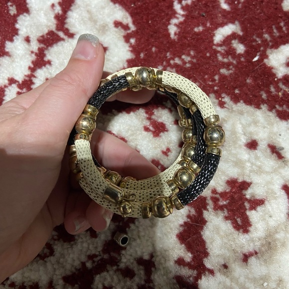 Black and White with Gold Tone Accents Bracelet - Picture 6 of 6